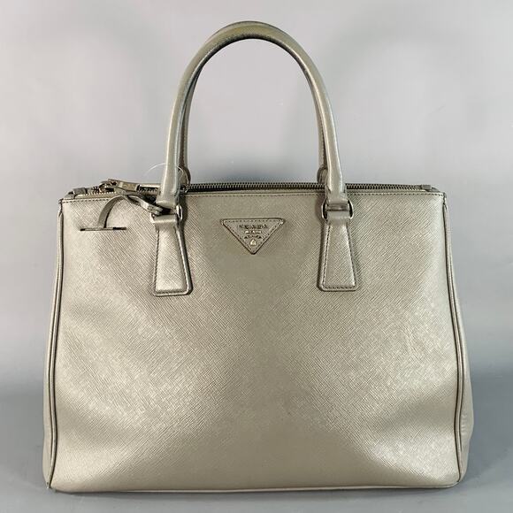 PRADA Galleria Grey Saffiano Leather Top Handles Handbag - Picture 1 of 14